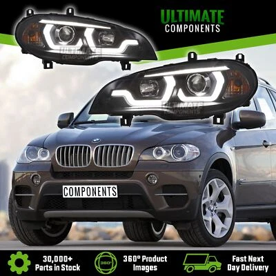 BMW X5 E70 2007-2013 Black Inner LED DRL Projector Headlights Upgrade Xenon Look - Image 1 of 4