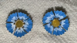 Betsey Johnson Jewelry | Betsey Johnson Blue Painted Flower Earrings Blue - Picture 1 of 3
