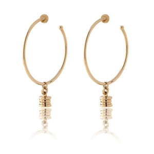 Bulgari B.Zero1 Large Hoops Charm Earrings 18k Yellow Gold - Picture 1 of 3