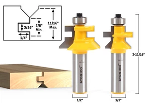 Flooring 2 Bit Tongue and Groove V Notch Router Bit Set - 1/2" Shank - Yonico 15 - Picture 1 of 1