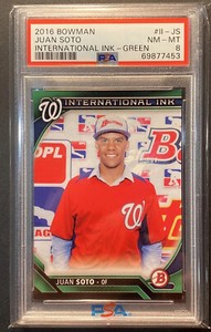 2016 bowman international ink Juan Soto green 57/99 PSA 8 pop 4