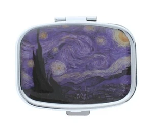 Paris France Starry Night Artist Inspired Pill Box Medicine Container Case - Picture 1 of 3