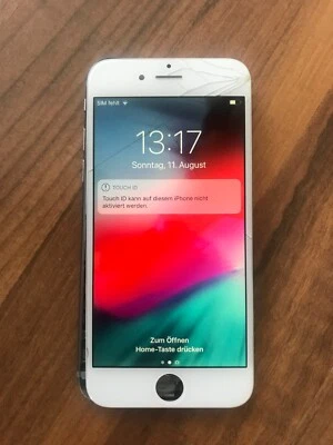 Original iPhone 6 Display LCD mit RETINA Front Glas Weiß mit Glasbruch - Bild 1 von 4