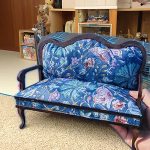 Dolls House Miniatures 1/6 Scale Furniture Unfinished Vintage Double Sofa Wooden - Picture 1 of 15