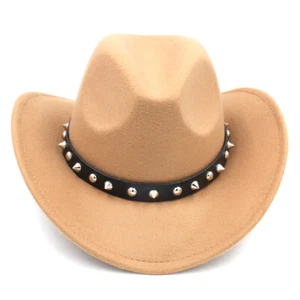 Western Kids Boy Cowboy Hat Costume Cap Rivets Leather Belt for Masquerade Party - Picture 1 of 38