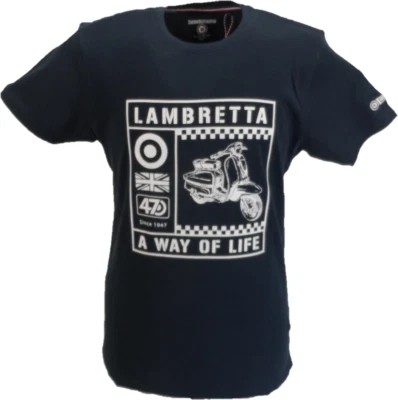 Camiseta retro Lambretta para hombre azul marino hollín Foto 1 de 2