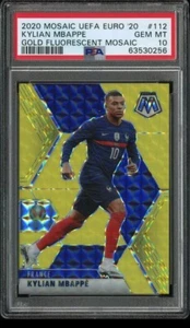 PSA 10 2020-21 Mosaic Euro Soccer KYLIAN MBAPPE Fluorescent GOLD 2 /10 SSP POP 2 - Picture 1 of 2