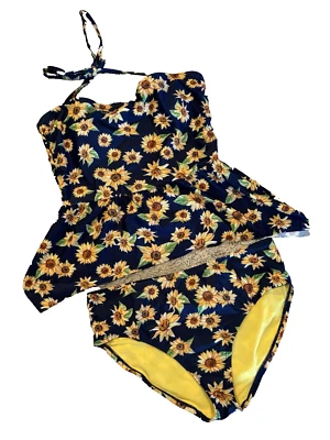 Peyton and Parker Tankini Swimsuit Sunflower Size Large Halter Ruffle 2 piece - Image 1 of 4