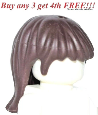 ☀️NUEVA Minifigura Lego MARRÓN OSCURO Cabello Mujer Niña Larga Recta Amigos  Foto 1 de 4