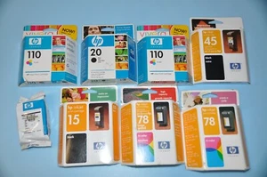 Genuine HP INKJET Printer Cartridges - New OEM Sealed - Expired Lot of 8 - Picture 1 of 15