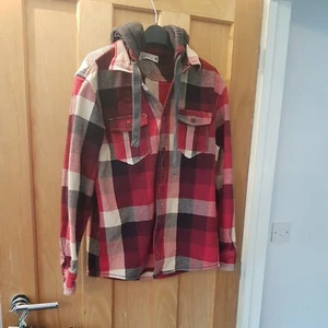 (E*)Blend The Modern Art Of Vintage Heavy Check Hoodie Red/Black M Good Used Con - Picture 1 of 12