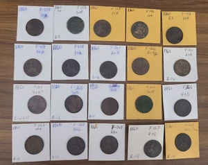 LOT OF 20 BRONZE HALF PENNIES DATED  1860 - GB VICTORIA   - AS IMAGED!! - Picture 1 of 2