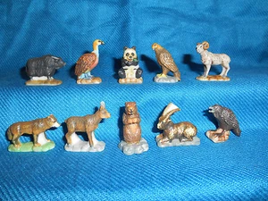 WILD ANIMALS & Birds PANDA Set 10 Mini Figurines FRENCH Porcelain Epiphany FEVES - Picture 1 of 11