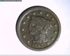 1845 large cent (2-348 3m3) - Picture 1 of 2