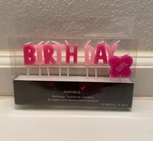 "Birthday Girl" Pink Toothpick Candle Set 9ct Birthday Party Cake 1" tall letter - Picture 1 of 1