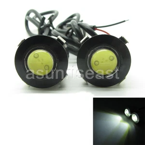 2 x Blanco DC12V 3W 18mm Push Snap In Eagle Eye Coche LED DRL Luz Delgada Negra 12V - Imagen 1 de 5