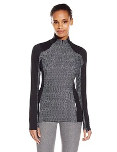 prAna Women's Medium M MD Sierra 1/4 Zip RUNNING T-Shirt STARGAZER BLACK GREY - Picture 1 of 2