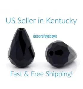 15pcs 11x8mm Czech Jet (Black) Teardrop Crystal beads for Jewelry #5328 - Picture 1 of 3