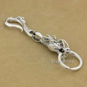 Claw Hook Dragon 925 Sterling Silver KeyChain Biker Punk Key Ring 8C019KCB - Picture 1 of 10