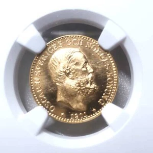 1901 Swedish Gold Coin 10 Krone NGC MS66 Oscar II Oscar Rare Antique Coin - Picture 1 of 10