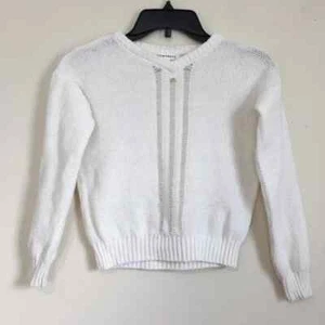 Nowadays Big Girls White Cotton Pull Over Knit Sweater - Picture 1 of 12