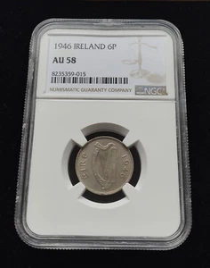 Irland 1946 | Irish 6p | 6 Pence | Wolfhound | KM.13a | AU 58 - Bild 1 von 2