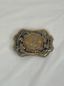 Vintage Gold Plated Eisenhower Half Dollar 1974 Belt Buckle Rodeo Cowboy Western - Picture 1 of 6