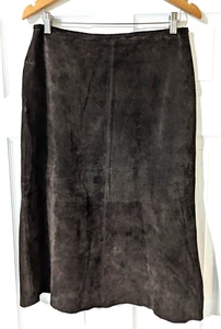 Outfit JPR Vintage Dark Brown Suede Western Skirt Lined Tea Length Womens 12 - Picture 1 of 9
