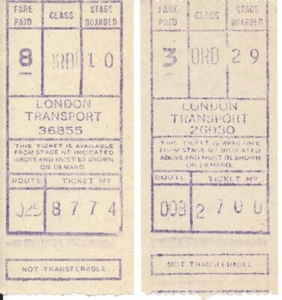 2x DATIERTE LONDON TRANSPORT GIBSON BUS TICKETS BOW ROUTEN 8A & 25 1974 [REF. T01] - Bild 1 von 2