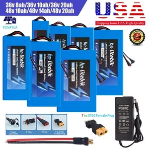 36V 48V EBIKE BATTERY LITHIUM Li-Ion w/BMS Charger ≤1500W Motor Bicycle Scooter - Picture 1 of 42