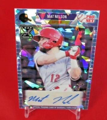 Mat Nelson 1/1 AUTO Crystal Platinum XRC 2021 Pro Set Metal Baseball Reds - Image 1 of 2