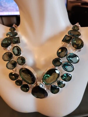 Collar babero enchapado en plata con topacio Mistic de hasta 18" nuevo sin etiquetas  Foto 1 de 4