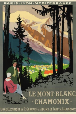 Vintage Le Mont Blanc Chamonix Paris Travel Art Wall Room Poster - POSTER 20x30 - Image 1 of 4