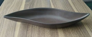 Tea Light Candle Holder Wavy Ellipse Ceramic Dish Bowl Matt Chocolate Colour - Picture 1 of 6
