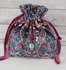 William Morris Samtbeutel leer Paisley Blumen Kordelzug Makeup Beauty Bag - Bild 1 von 14