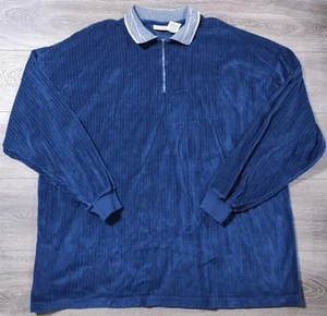 King Size Sweater Adult 2XLT Blue Quarter Zip Lightweight Vintage Soft Shirt Men - Picture 1 of 5