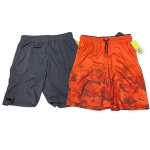 2 New All In Motion Cat & Jack Boys Medium Orange Gray Athletic Sport Shorts - Picture 1 of 5