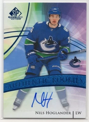 2020 2020-21 SP Game Used Blue Rookie Auto #165 Nils Hoglander Vancouver Canucks - Image 1 of 2