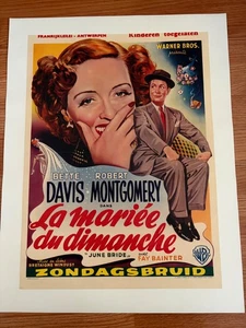 JUNE BRIDE Bette Davis Robert Montgomery Belgian Movie Poster 1948 Linen Backing - Picture 1 of 5