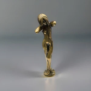 Antico timbro francese Art Nouveau bronzo bagno donna nuda sigillo cera - Foto 1 di 4