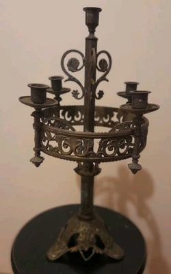 Rare candélabre 19e église Religieux Gothique Tabernacle Pique Cierge Calice  - Photo 1/4