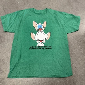 T-shirt vintage verde cervello e mignolo - Green Warner Brothers spedizione veloce gratuita - Foto 1 di 6