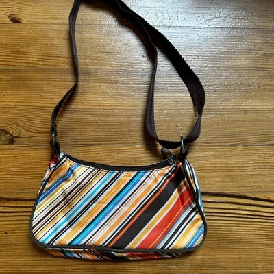Le SportSac yellow orange brown striped adjustable shoulder bag  - Image 1 of 4