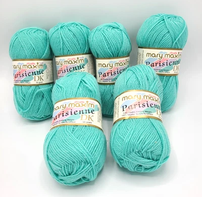 Mary Maxim Parisienne Yarns - Lot of 6 Skeins - Aquamarine Shade 038 Blue Green - Image 1 of 4