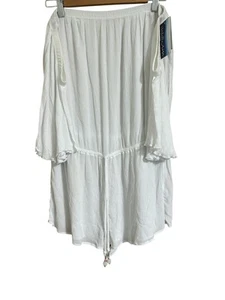 Isabella Rose Off Shoulder Romper White.Size Large Vacation Travel Coastal Chic - Picture 1 of 10