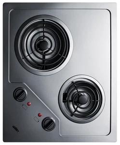 Summit CR2B122 22"W Built-In Electric Cooktop - Stainless Steel - Picture 1 of 4