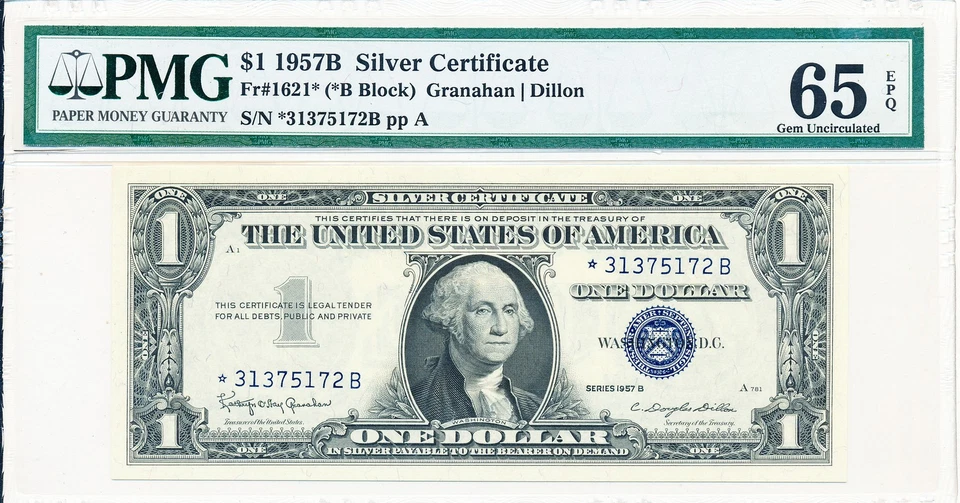 Silver Certificates USA $1 1957  PMG  65EPQ - Image 1 of 2