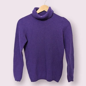 Lochmere Womens 100% Cashmere Purple Roll Neck Jumper Size XS  - Picture 1 of 10