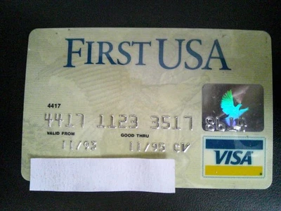 VINTAGE *FIRST USA VISA CARD* RARE EXPIRED CREDIT CARD.  Exp. 11/95. - Image 1 of 2