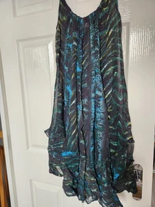Label Lab Dress Size 12 Black Pattern Lining Dress Thin Straps Floaty Loose - Picture 1 of 3
